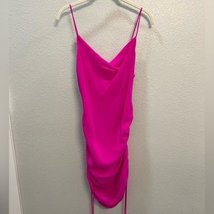Hot pink silk mini dress